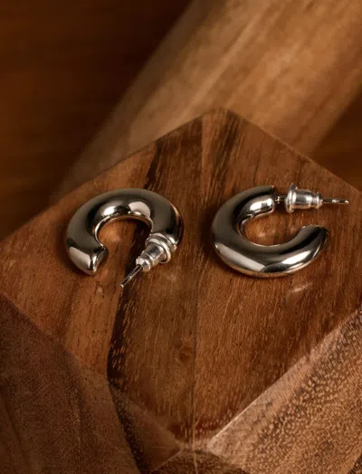 Lucky Brand Half Hoop Earrings In Silver