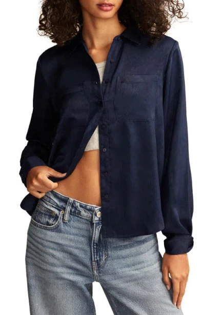 Lucky Brand Hammered Satin Button-up Shirt In Dress Blues