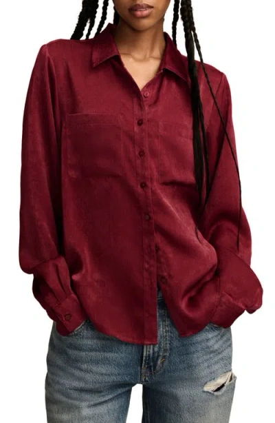 Lucky Brand Hammered Satin Button-up Shirt In Marsala