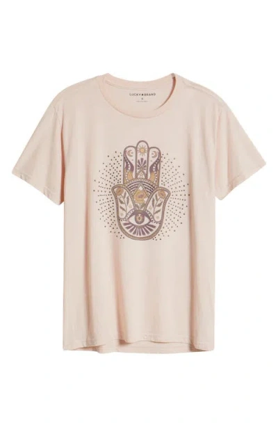Lucky Brand Hamsa Embellished Graphic T-shirt In Peach Whip