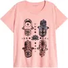 Lucky Brand Women's Hamsa Hands Graphic Print Crewneck T-shirt In Peach Blossom