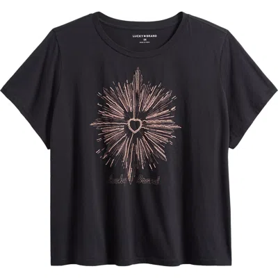 Lucky Brand Heart Burst Graphic T-shirt In Jet Black