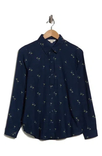 Lucky Brand Heart Print Button-up Shirt In Blue