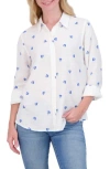 Lucky Brand Heart Print Button-up Shirt In Blue Combo