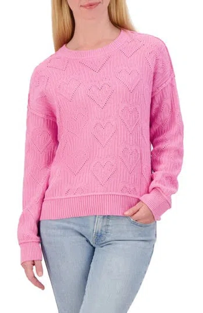 Lucky Brand Heart Stitch Sweater In Lollipop