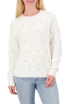 Lucky Brand Heart Stud Crewneck Sweater In Marshmallow