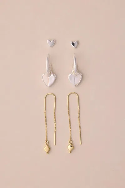 Lucky Brand Heart Trio Earring Set