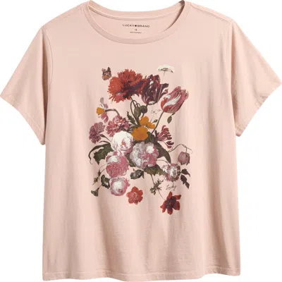 Lucky Brand Heritage Bouquet Boyfriend T-shirt In Mahogany Rose
