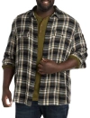 Lucky Brand Herringbone Textured Plaid Sport Shirt In Black