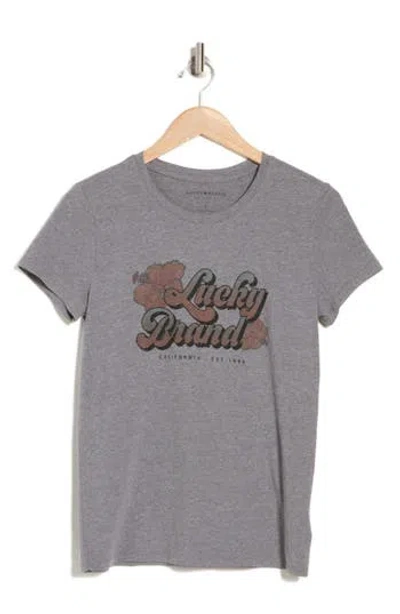 Lucky Brand Hibiscus Logo Graphic T-shirt In Medium Heather