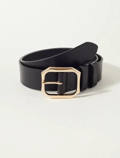 Lucky Brand High Shine Buckle Belt In Black