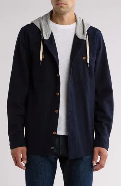 Lucky Brand Hooded Button Shirt Jacket In American Navy