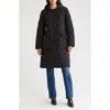 Lucky Brand Hooded Quilted Jacket In Black/loden