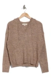 Lucky Brand Hooded Ribbed Sweater In Deep Taupe