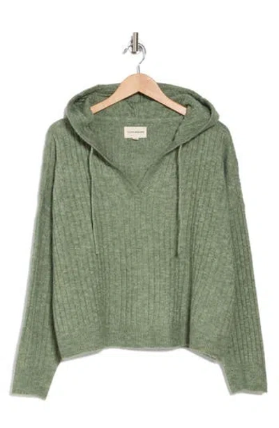 Lucky Brand Hooded Ribbed Sweater In Olivine