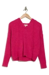 Lucky Brand Hooded Ribbed Sweater In Pink Power