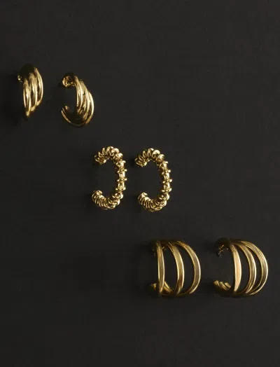 Lucky Brand Hoop Earrings Pack In Black