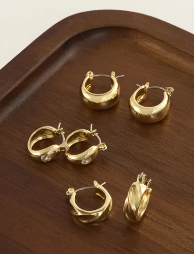 Lucky Brand Hoop Earrings Pack In Gold