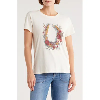 Lucky Brand Horseshoe Bouquet Graphic T-shirt In White
