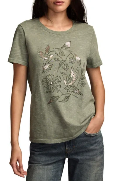 Lucky Brand Hummingbirds Classic Cotton Graphic T-shirt In Green
