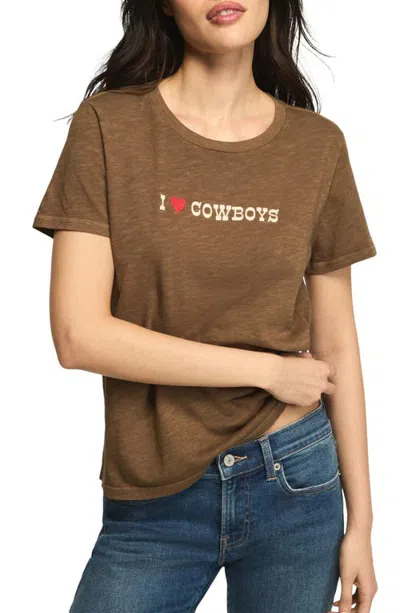 Lucky Brand I Heart Cowboys Embroidered T-shirt In Brown