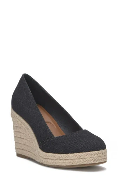 Lucky Brand Imula Platform Wedge Espadrille In Black Denim