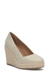 Lucky Brand Imula Platform Wedge Espadrille In Natural,platino Metallic Canvas