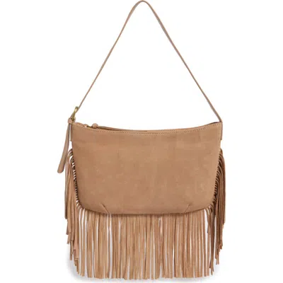 Lucky Brand Ivy Fringe Suede Shoulder Bag In Tuscany Soft Cow Suede