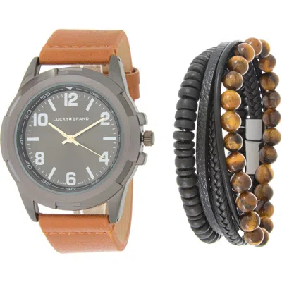 Lucky Brand Jack Brushed Quartz Watch In Brown