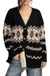 Lucky Brand Women's Cotton Southwest Cocoon Cardigan Sweater In Black