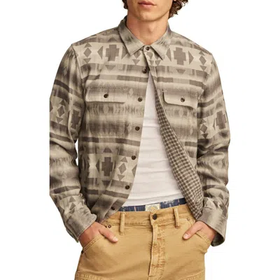 Lucky Brand Jacquard Double Weave Button-up Shirt In Brown