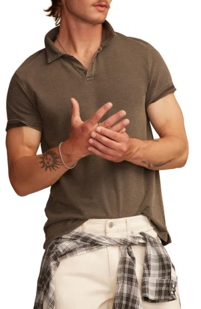 Lucky Brand Jacquard Slub Jersey Polo In Brown