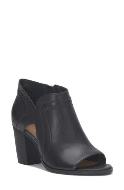 Lucky Brand Jalyna Peep Toe Bootie In Black Valley Nappa