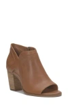 Lucky Brand Jalyna Peep Toe Bootie In Caramel Soft Pull Up Leather