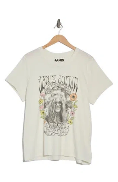 Lucky Brand Janis Joplin Graphic Crop T-shirt In White
