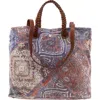 Lucky Brand Jema Womens Leather Trim Canvas Tote Handbag In Multi