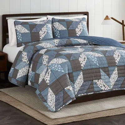 Lucky Brand Jianna Patchwork Reversible Quilt Set In Blue Multi