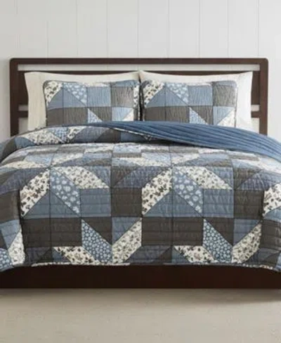 Lucky Brand Jianna Patchwork Reversible Quilt Sets In Blue