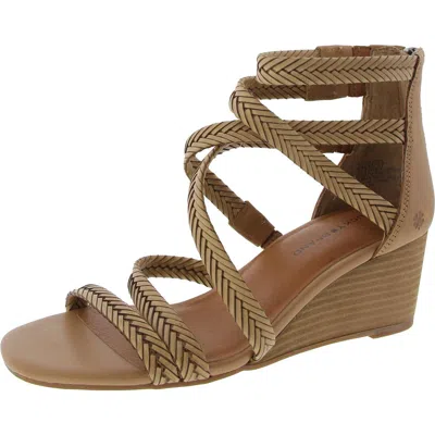Lucky Brand Jifinya Womens Zipper Leather Wedge Sandals In Multi