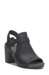 Lucky Brand Juliane Block Heel Sandal In Black Lima Nubuck