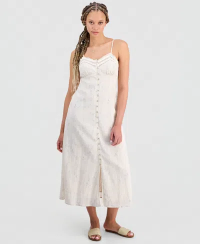 Lucky Brand Juniors' Festival Lace-trimmed Slip Dress In White