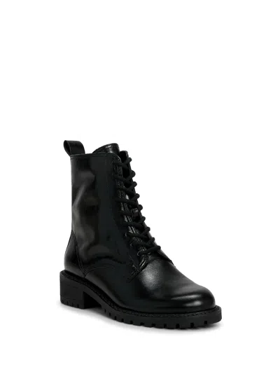Lucky Brand Kancie Combat Boot In Black Leather