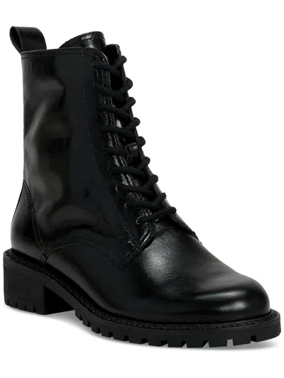 Lucky Brand Kancie Womens Leather Zipper Combat & Lace-up Boots In Black