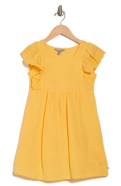 Lucky Brand Kids' Eyelet Gauze Dress In Pale Marigold