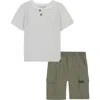 Lucky Brand Kids' Henley Shirt & Shorts Set In Green