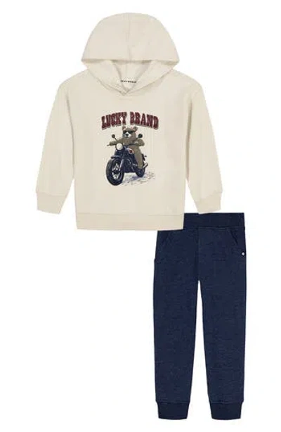 Lucky Brand Kids' Logo Hooded T-shirt & Joggers Set In White