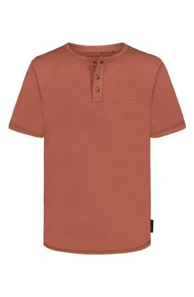 Lucky Brand Kids' Short Sleeve Henley In Brown
