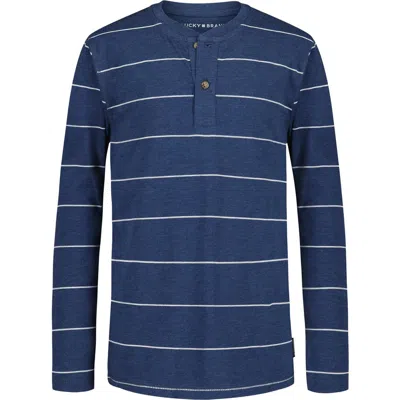 Lucky Brand Kids' Stripe Long Sleeve Henley In Blue
