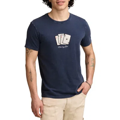 Lucky Brand Kiss My Ace Cards Embroidered T-shirt In Blue