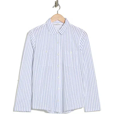 Lucky Brand Knit Button Up Shirt In Blue